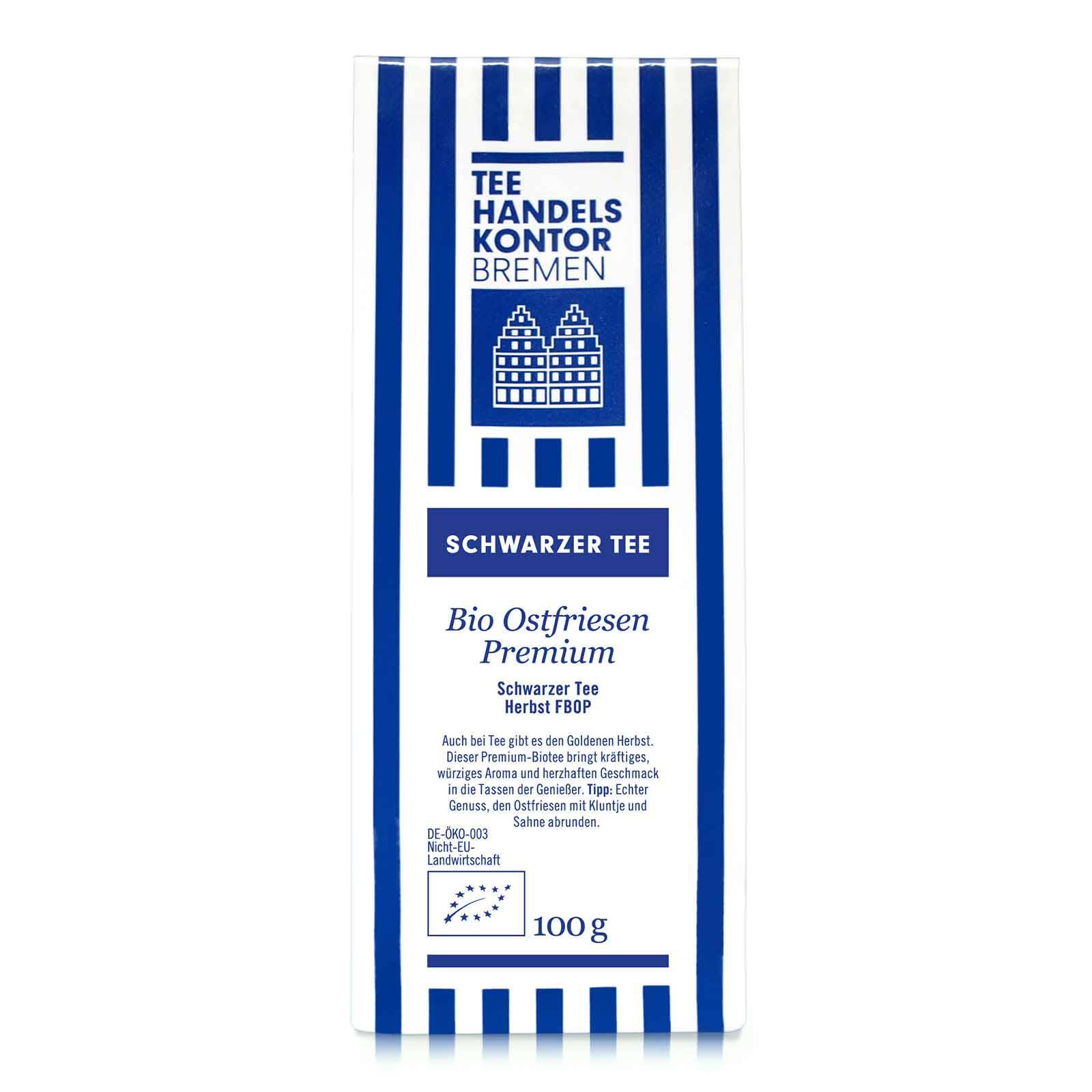 Tee in blau-weißer Teetüte