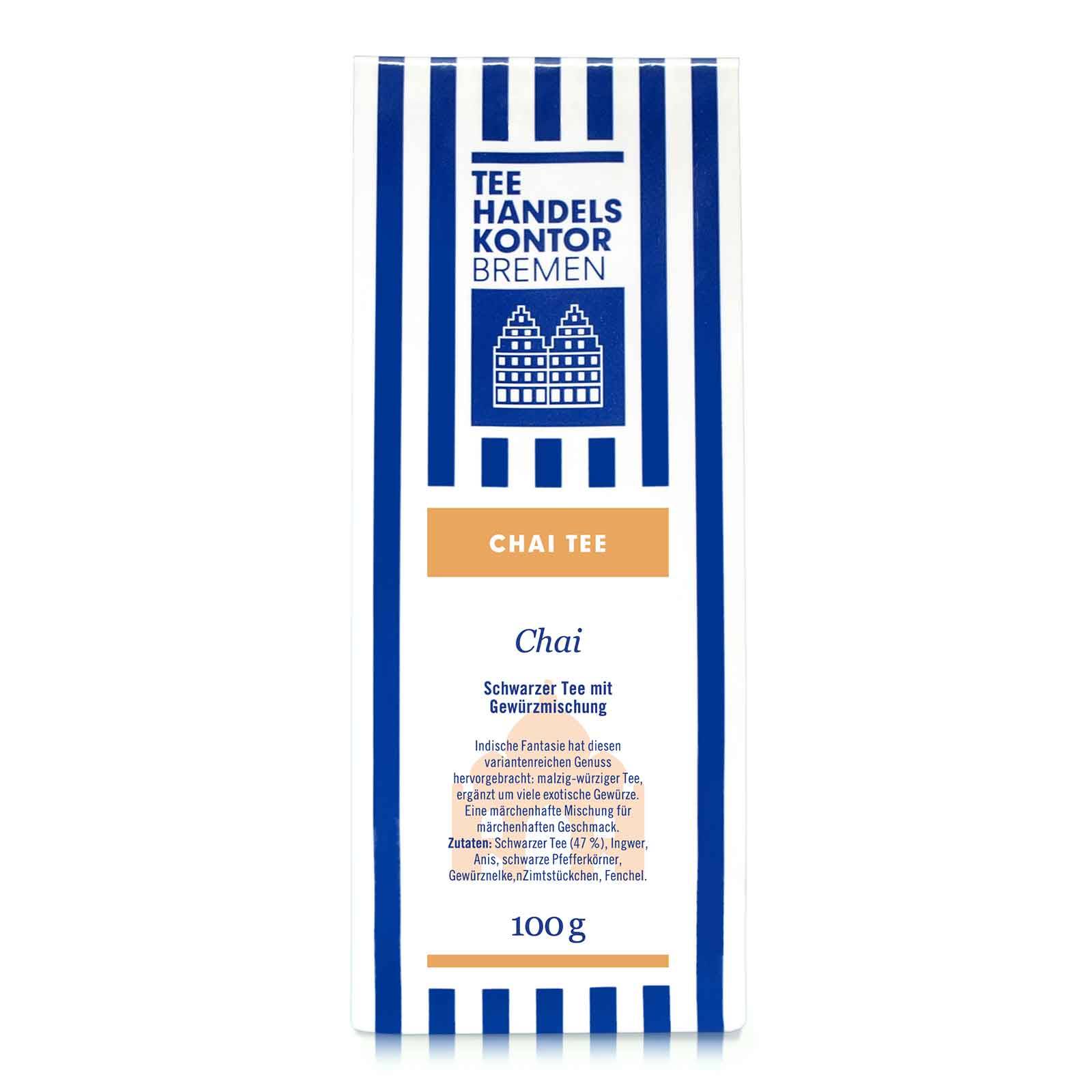 Tee in blau-weißer Teetüte