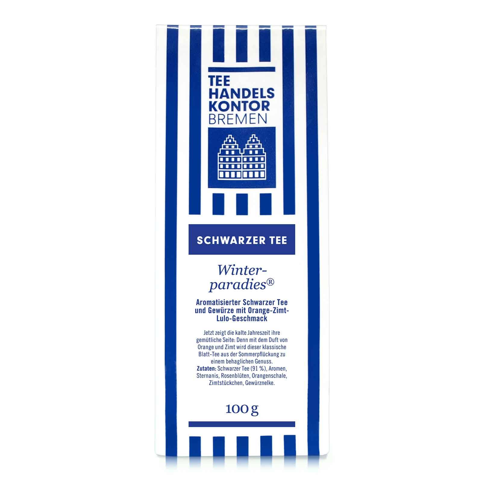 Tee in blau-weißer Teetüte