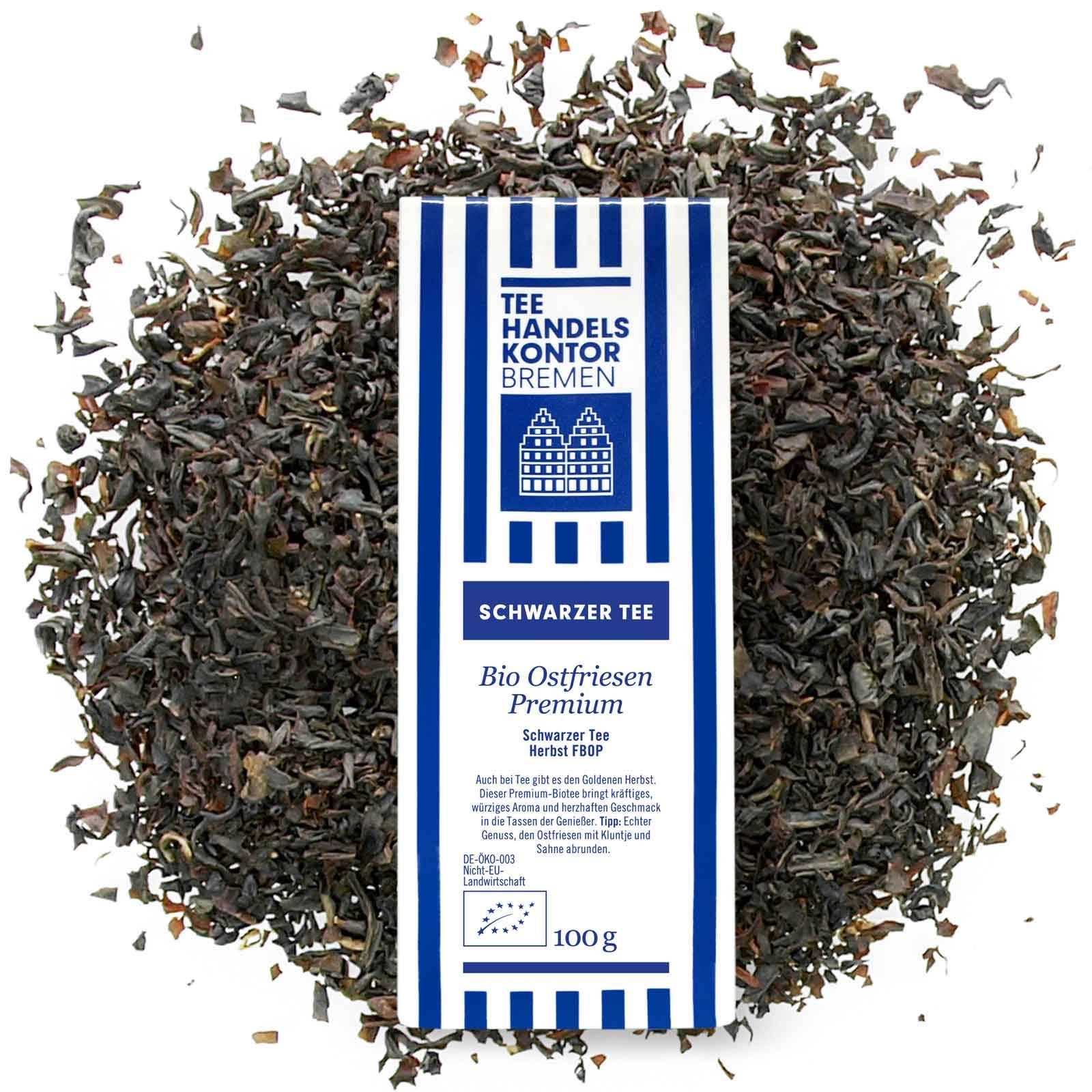 Blau-weiß gestreifte Teetüte