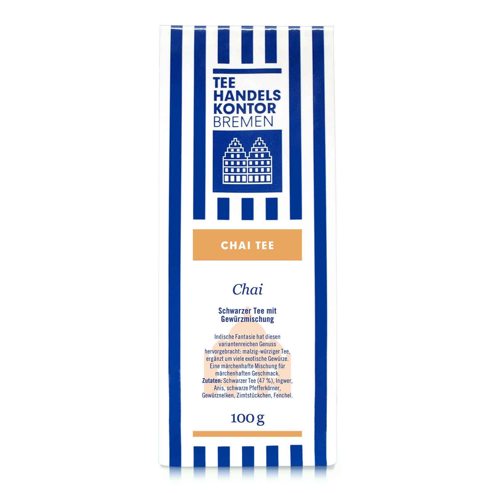 Tee in blau-weißer Teetüte