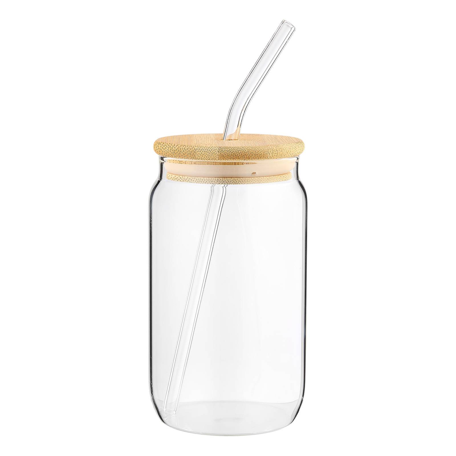 Trinkglas mit Glasstrohhalm